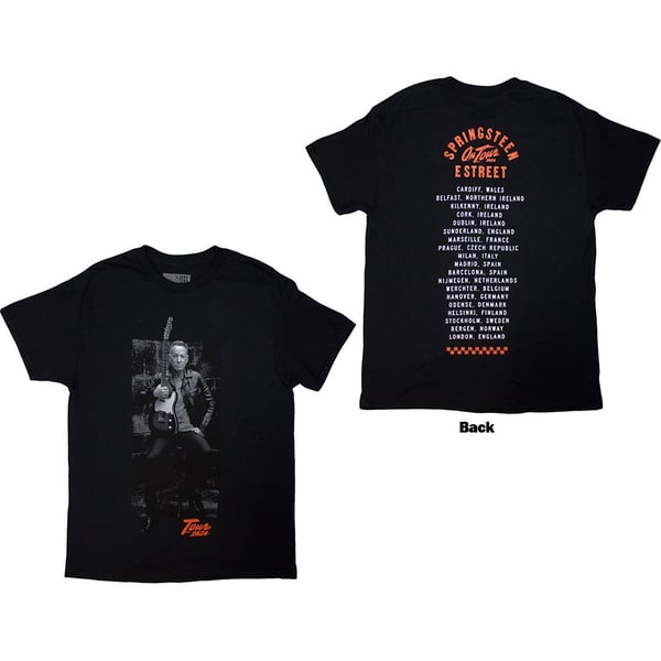 Bruce Springsteen Unisex T-Shirt: Tour '24 Wheel (Black) (Back Print & Ex-Tour) (Large)