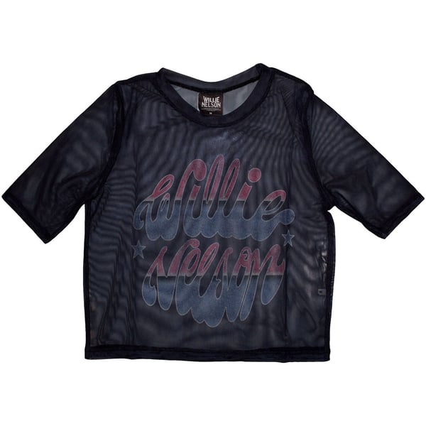 Willie Nelson Ladies Crop Top: Americana (Mesh) (XX-Small)