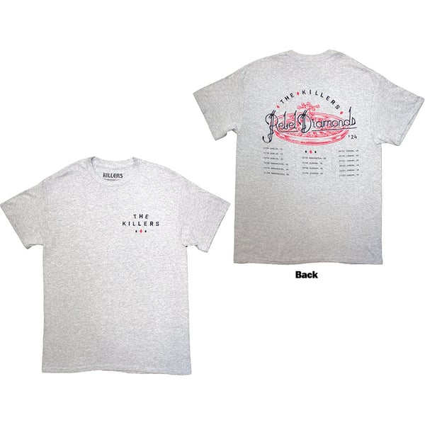 The Killers Unisex T-Shirt: Tour '24 Roulette Wheel (Grey) (Back Print & Ex-Tour) (Small)