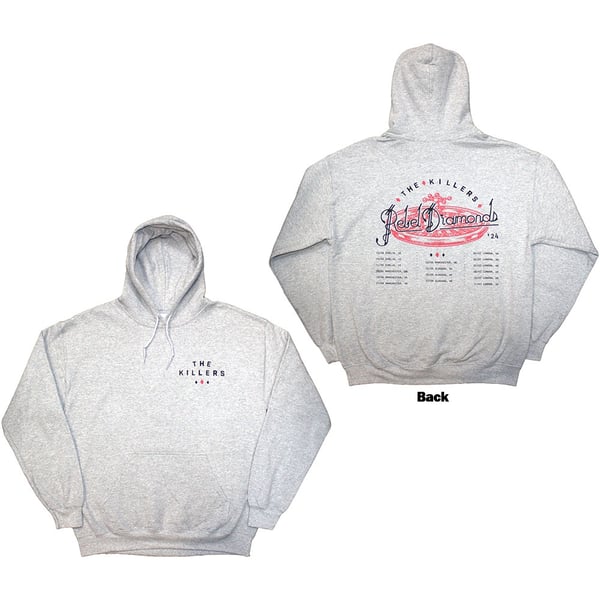 The Killers Unisex Pullover Hoodie: Tour '24 Roulette Wheel (Grey) (Back Print & Ex-Tour) (XX-Large)