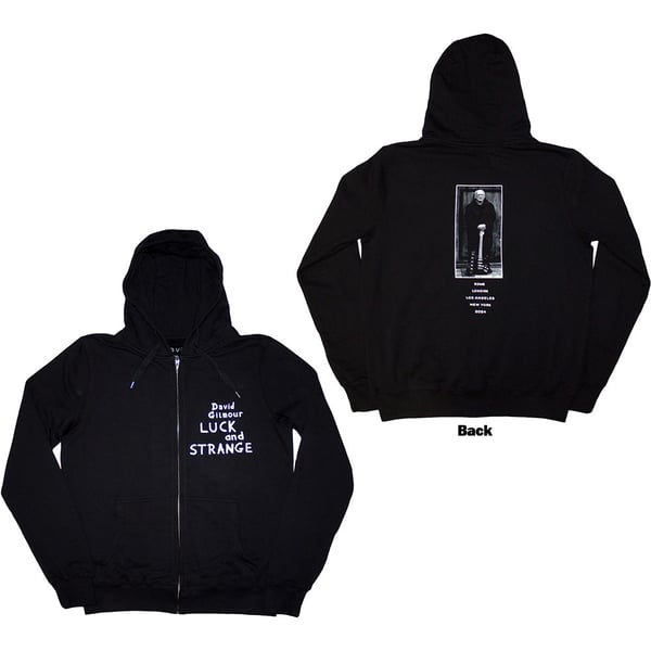 David Gilmour Unisex Pullover Hoodie: Luck & Strange Tour (Black) (Back Print & Ex-Tour) (Medium)