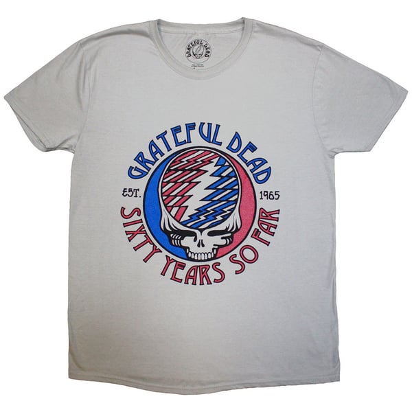 Grateful Dead Unisex T-Shirt: Stealie 60 (Grey) (Large)