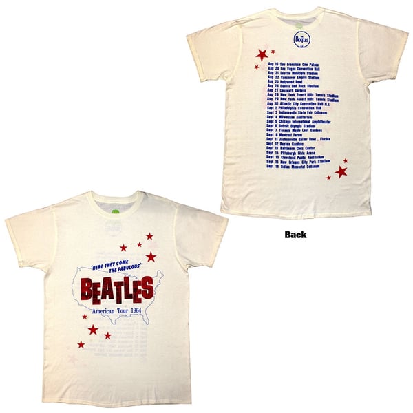 The Beatles Unisex T-Shirt: American Tour '64 (Natural) (Back Print) (Medium)