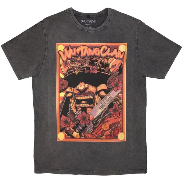 Wu-Tang Clan Unisex Stone Wash T-Shirt: Amsterdam '23 (Charcoal Grey) (XX-Large)