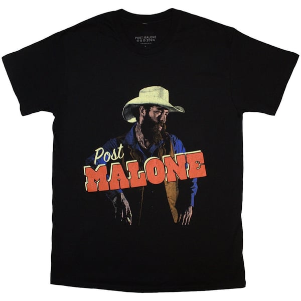 Post Malone Unisex T-Shirt: Cowboy (Black) (Large)