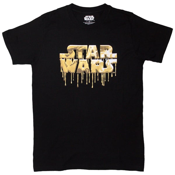 Star Wars Unisex T-Shirt: Gold Drip Logo (Small)