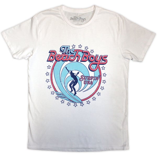 The Beach Boys Unisex T-Shirt: Surfin' USA Circle (White) (Small)