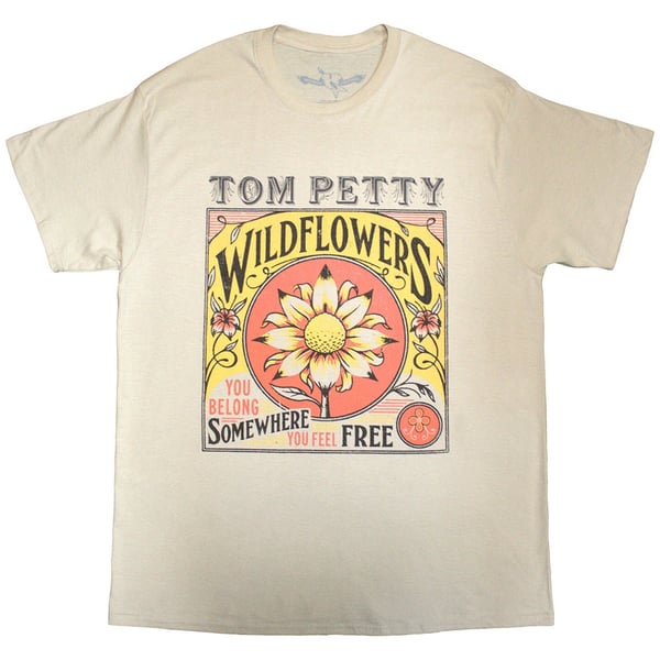 Tom Petty & The Heartbreakers Unisex T-Shirt: Wildflowers (Sand) (Medium)