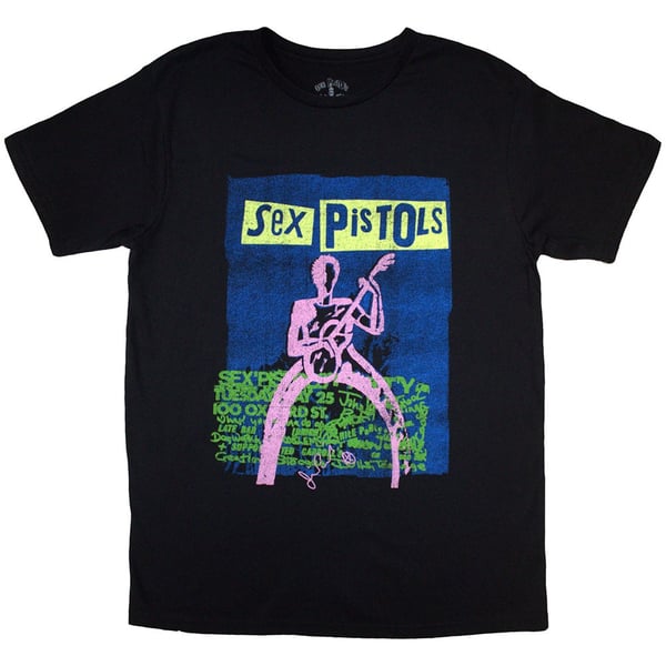 The Sex Pistols Unisex T-Shirt: Guitar Cartoon (Black) (Medium)