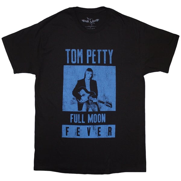 Tom Petty & The Heartbreakers Unisex T-Shirt: Full Moon Fever Blue (Black) (Medium)