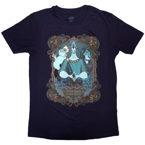 Disney Unisex T-Shirt: Villains Crushed Souls (Navy Blue) (Large)