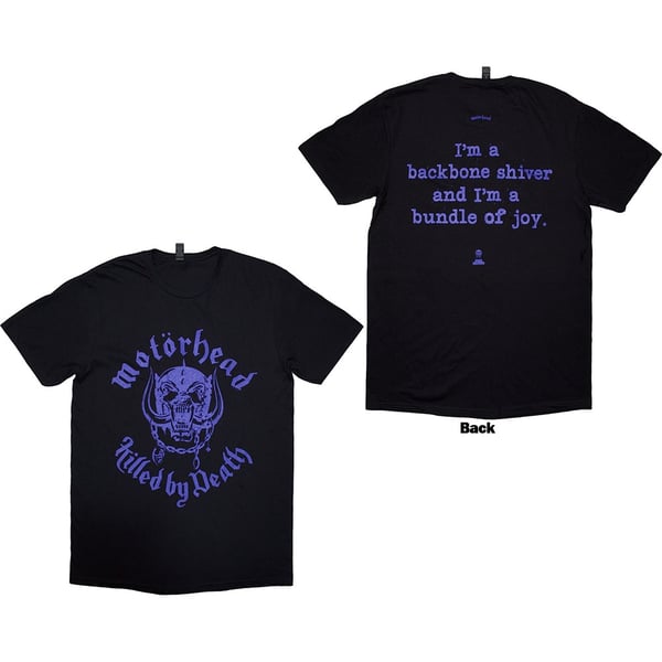 Motorhead Unisex T-Shirt: Killed By Death Lyric (Black) (Back Print) (Large)