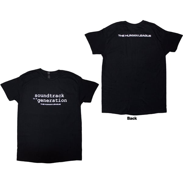 The Human League Unisex T-Shirt: Soundtrack To A Generation (Black) (Back Print & Ex-Tour) (Medium)