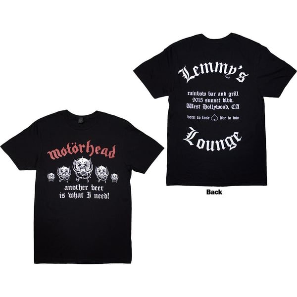 Motorhead Unisex T-Shirt: Lemmy's Lounge (Black) (Back Print) (X-Large)