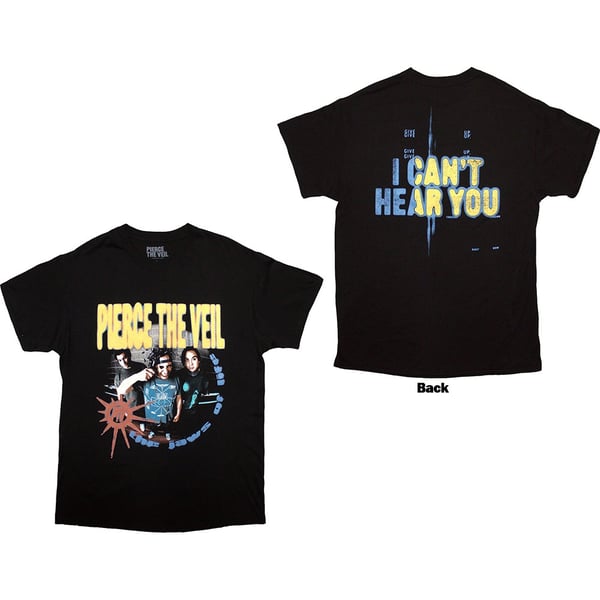 Pierce The Veil Unisex T-Shirt: I Can't Hear You (Black) (Back Print) (XX-Large)
