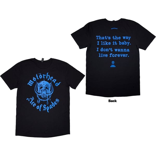 Motorhead Unisex T-Shirt: Ace Of Spades Lyric (Back Print) (Black) (X-Large)