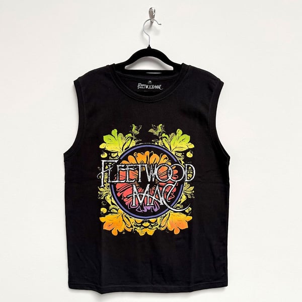 Fleetwood Mac Unisex Tank T-Shirt: Circle Floral Logo (Black) (Medium)