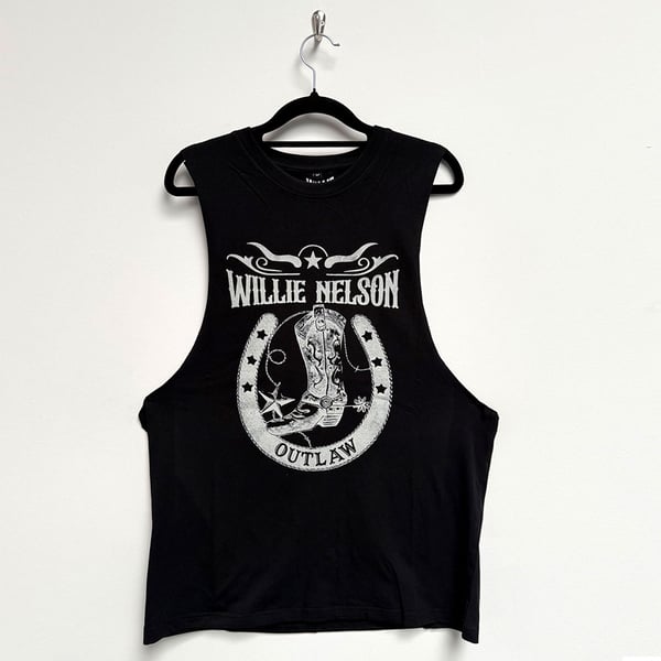 Willie Nelson Unisex Vest T-Shirt: Outlaw (Black) (Large)