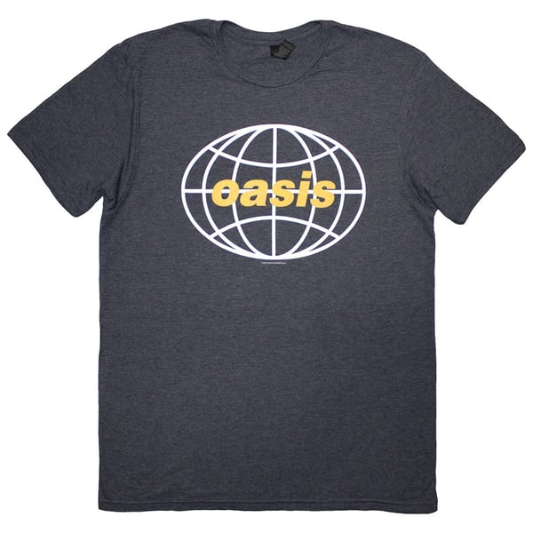 Oasis Unisex T-Shirt: Globe Logo (Navy Blue) (Small)