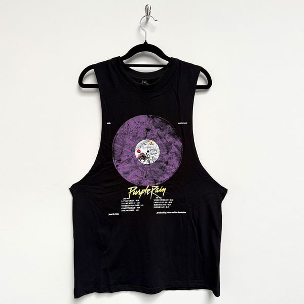 Prince Unisex Vest T-Shirt: Purple Rain Disc (Black) (XX-Large)