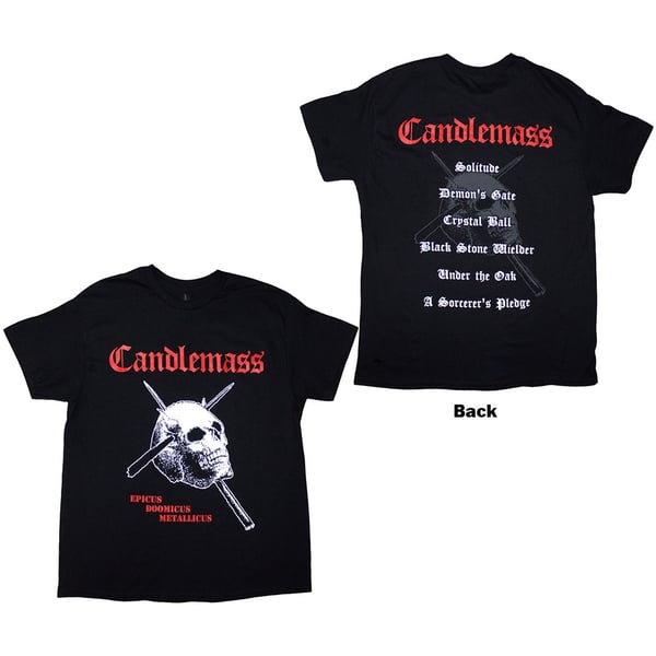 Candlemass Unisex T-Shirt: Epicus Doomicus Metallicus (Black) (Back Print) (XX-Large)
