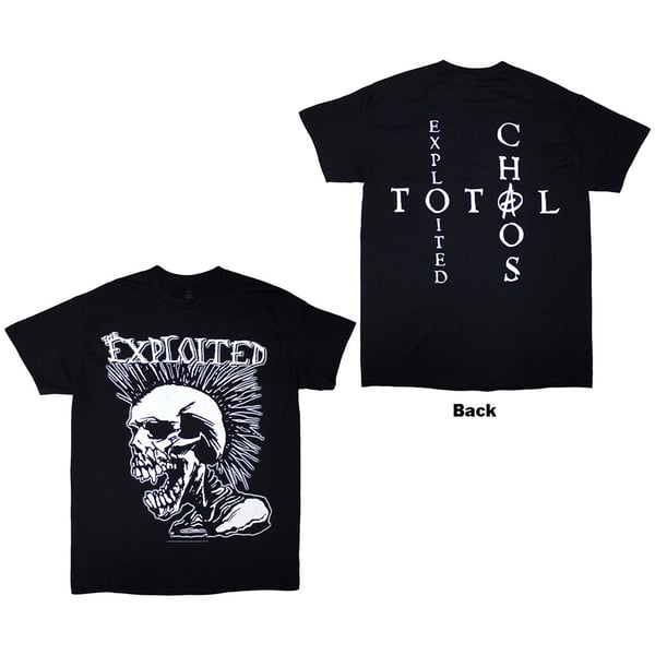 The Exploited Unisex T-Shirt: Mohican Skull (Black) (Back Print) (Large)