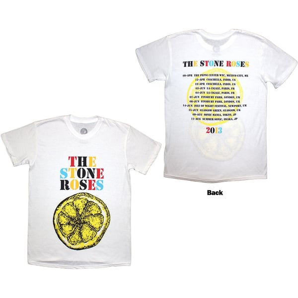The Stone Roses Unisex T-Shirt: Tour 2013 (White) (Back Print) (Medium)