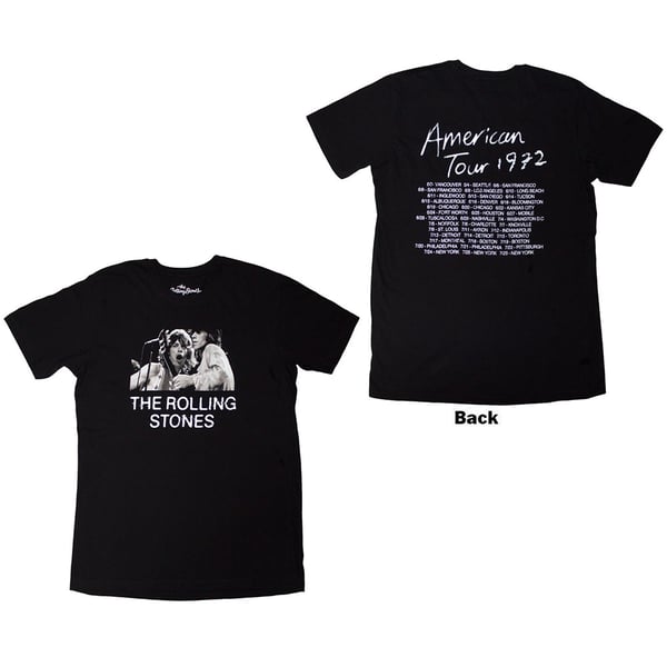 The Rolling Stones Unisex T-Shirt: Tour '72 (Black) (Back Print) (Large)