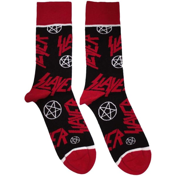 Slayer Unisex Nilkkasukat: Logot ja Pentagrammit (Musta) (UK Koko 4 - 7)