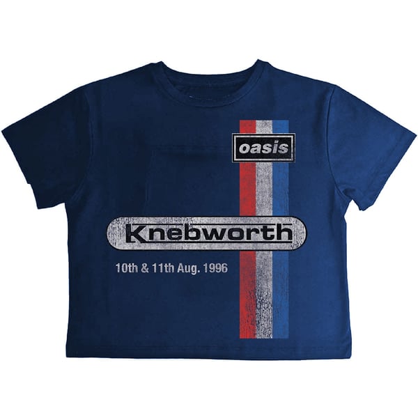 Oasis Ladies Crop Top: Knebworth '96 (Navy Blue) (Medium)