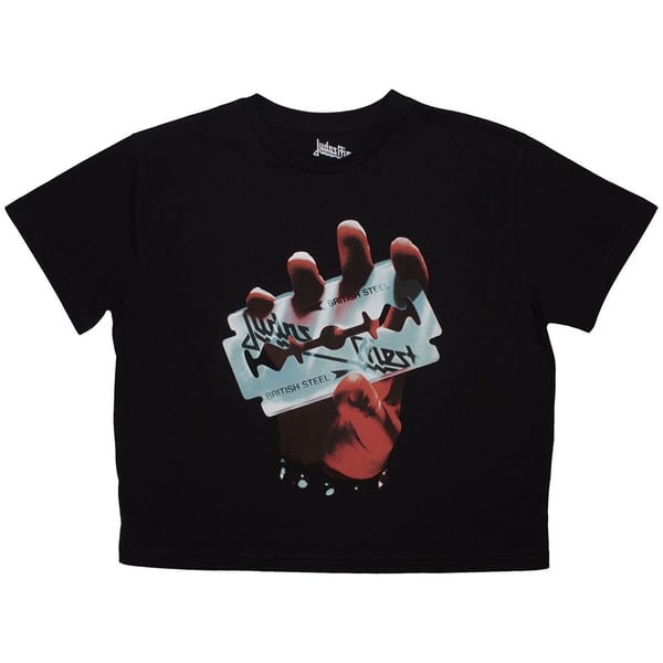 Judas Priest Ladies Crop Top: British Steel (Black) (X-Large)