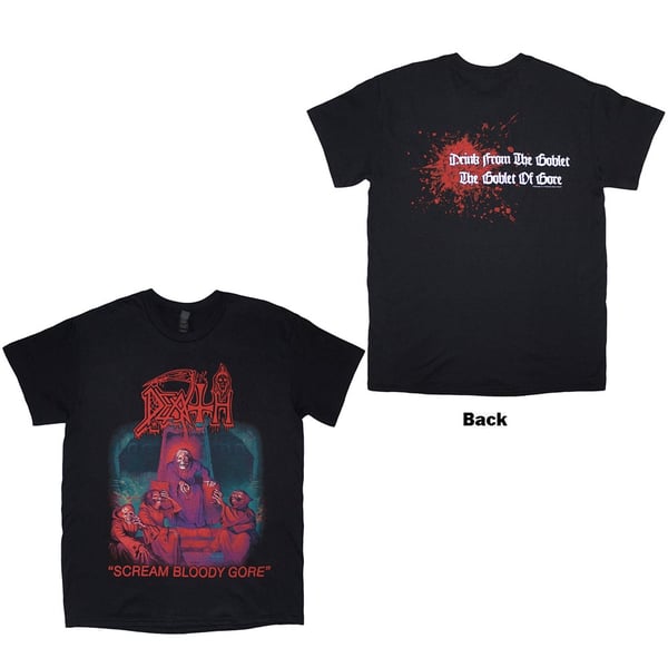 Death Unisex T-Shirt: Scream Bloody Gore (Black) (Back Print) (XX-Large)