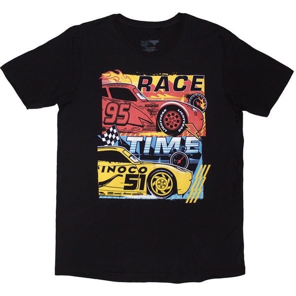 Disney Unisex T-Shirt: Cars Race Time (Black) (X-Large)