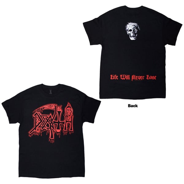 Death Unisex T-Shirt: Life Will Never Last (Black) (Back Print) (Small)