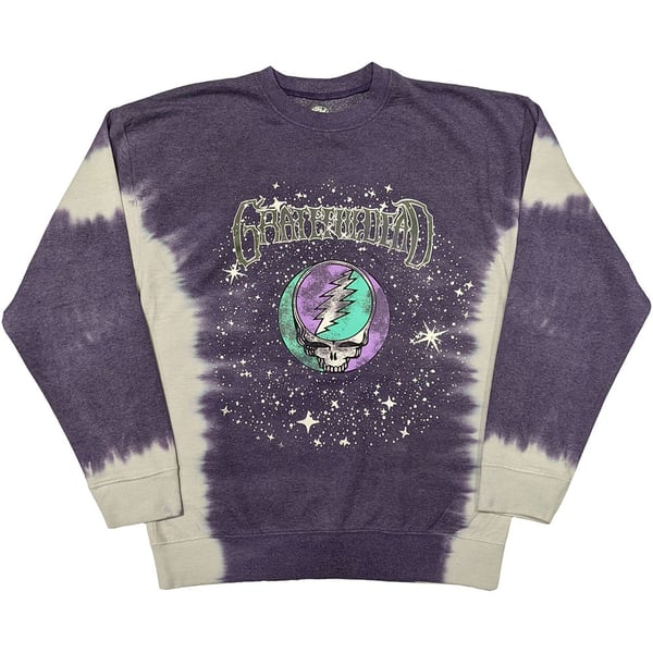 Grateful Dead Unisex Dip Dye Sweatshirt: Cosmic Stealie (Wash Collection) (Purple) (Large)