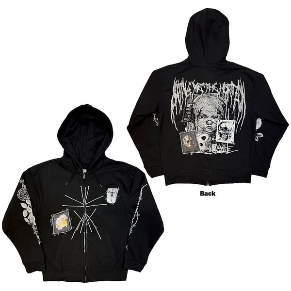 Bring Me The Horizon Unisex Zipped Hoodie: Nailed Symbol (Black) (Back Print) (Large)