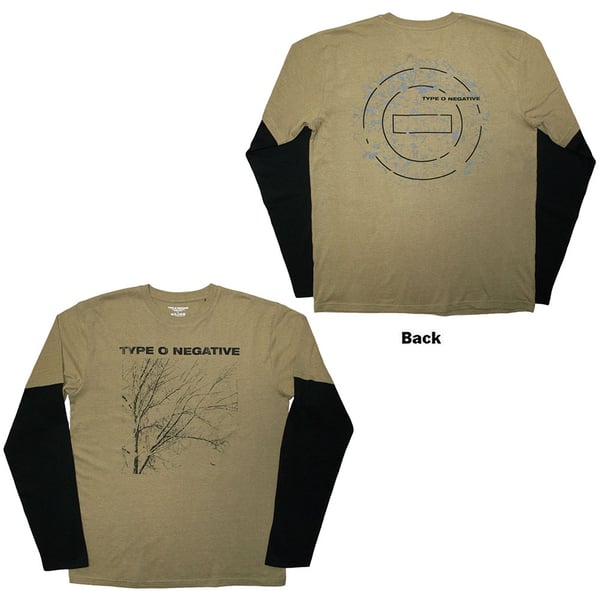 Type O Negative Unisex Layered Long Sleeve T-Shirt: Tree (Black & Green) (Back Print) (X-Large)
