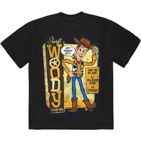 Disney Unisex T-Shirt: Toy Story - Sheriff Woody (Black) (Small)