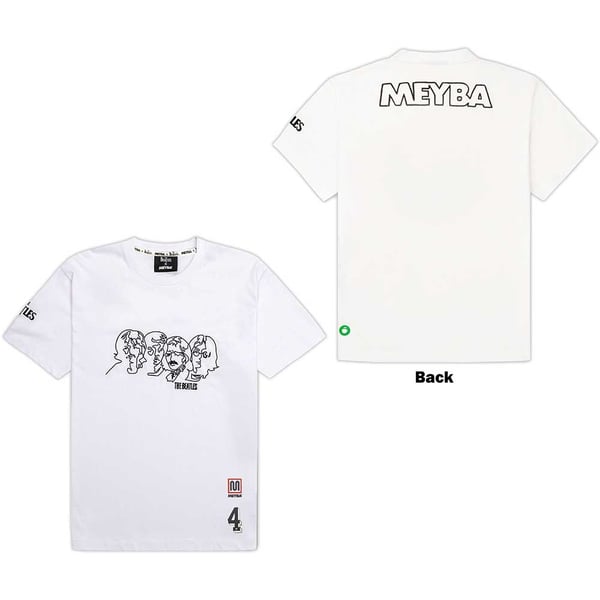 The Beatles Unisex T-Shirt: Meyba Embroidered (White) (Large)