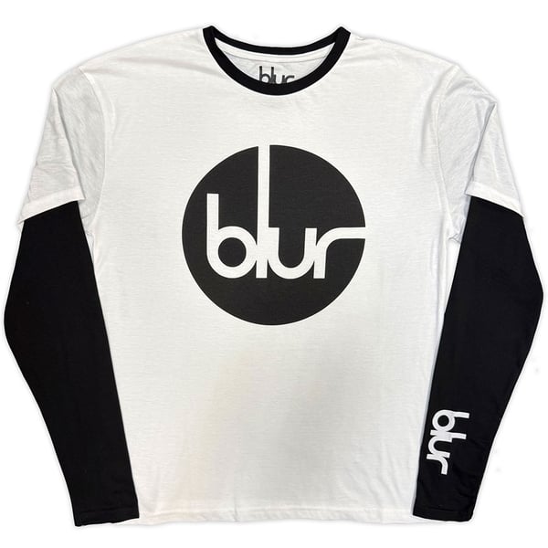 Blur Unisex Layered Long Sleeve T-Shirt: Circle Logo (Black & White) (Sleeve Print) (Large)