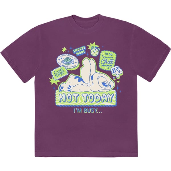 Disney Unisex T-Shirt: Lilo & Stitch - Not Today (Purple) (X-Large)