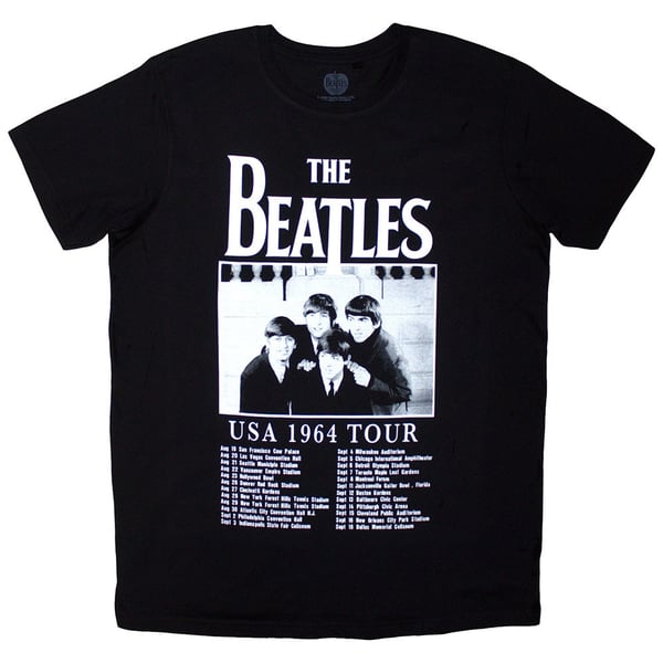 The Beatles Unisex T-Shirt: Tour '64 Dates (Black) (Medium)