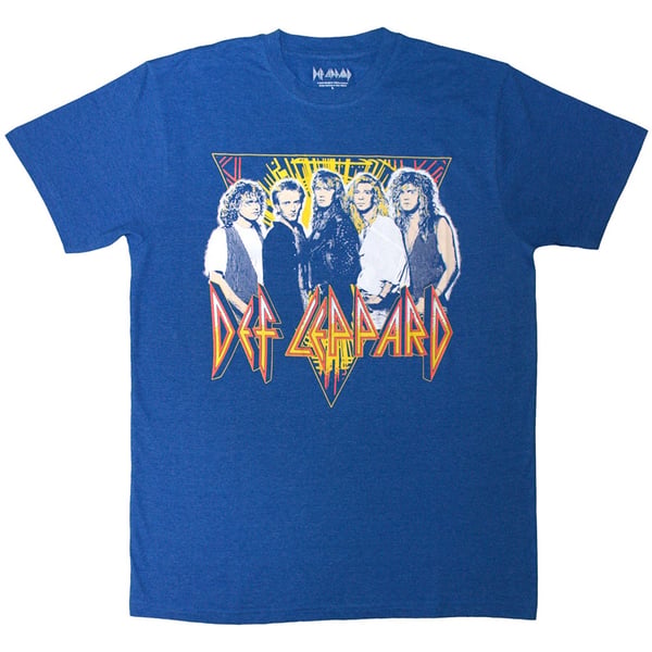 Def Leppard Unisex T-Shirt: Band Photo (Blue) (XX-Large)