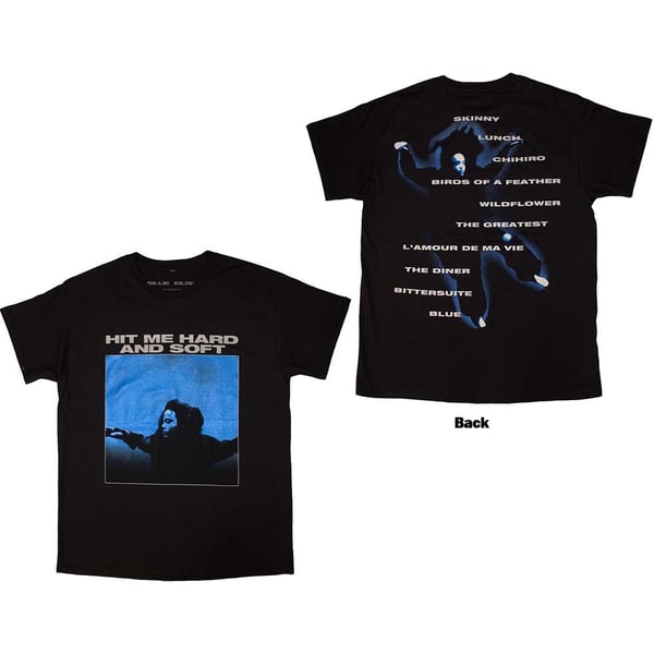 Billie Eilish Unisex T-Shirt: Hit Me Hard And Soft Tracklist (Black) (Back Print) (XX-Large)