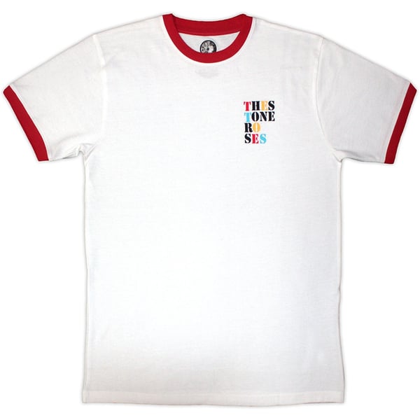 The Stone Roses Unisex Ringer T-Shirt: Side Text Ringer (White) (XX-Large)