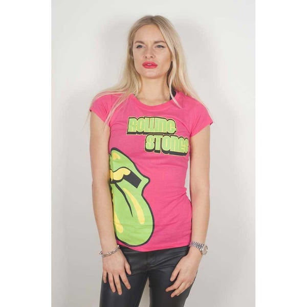 The Rolling Stones Ladies T-Shirt: Green Tongue (Medium)