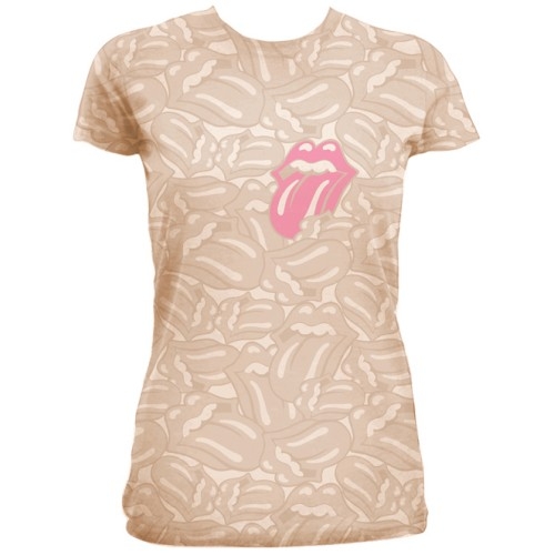The Rolling Stones Ladies T-Shirt: Tongues All Over (X-Large)