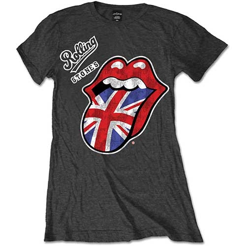 The Rolling Stones Ladies T-Shirt: Vintage British Tongue (Medium)