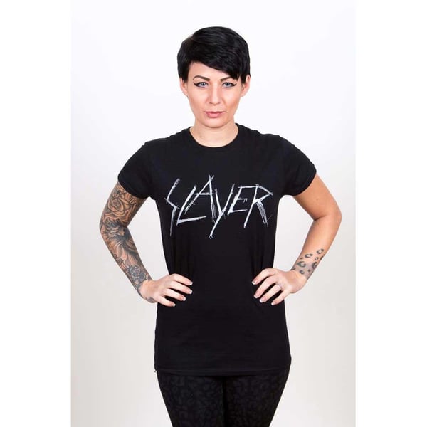 Slayer Ladies T-Shirt: Scratchy Logo (Medium)