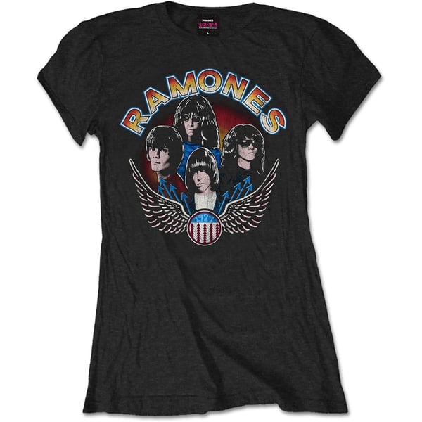 Ramones Ladies T-Shirt: Vintage Wings Photo (Medium)